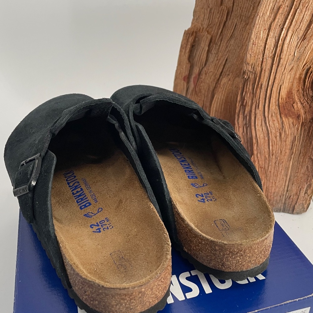 BIRKENSTOCK BOSTON SOFT FOOTBED - BLACK SUEDE Size: EU 42 (US Men's 9) - Picture 3 of 4